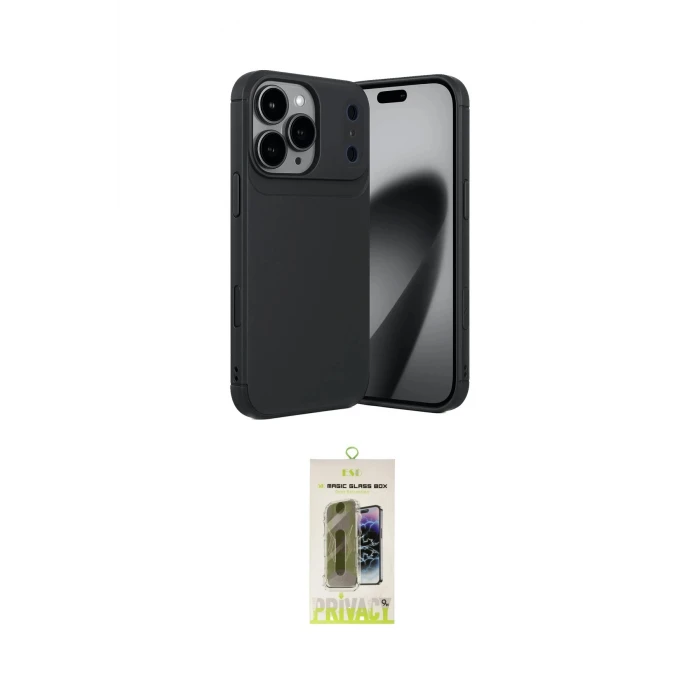 ieg™ iPhone 17 Pro Max Kılıf Eksen Form Prime - Siyah Joko Magic 5D Hayalet Cam