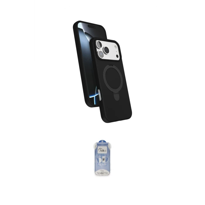 ieg™ iPhone 17 Pro Max Kılıf İz Işık Koleksiyonu - Siyah Joko Magic 5D Cam