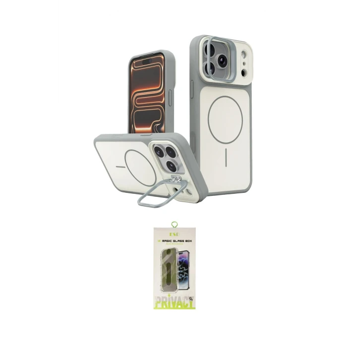 ieg™ iPhone 17 Pro Max Kılıf İz Modern Prime - Siyah Joko Magic 5D Hayalet Cam