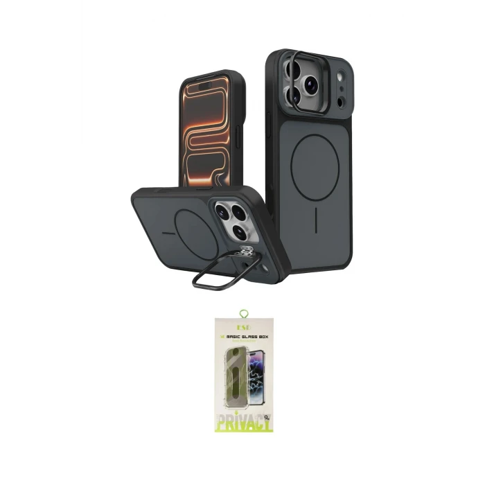 ieg™ iPhone 17 Pro Max Kılıf İz Modern Prime - Siyah Joko Magic 5D Hayalet Cam