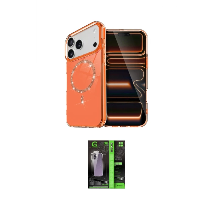 ieg™ iPhone 17 Pro Max Kılıf Kıvılcım Form Prime - Şeffaf 360 Full Body Arka Koruyucu