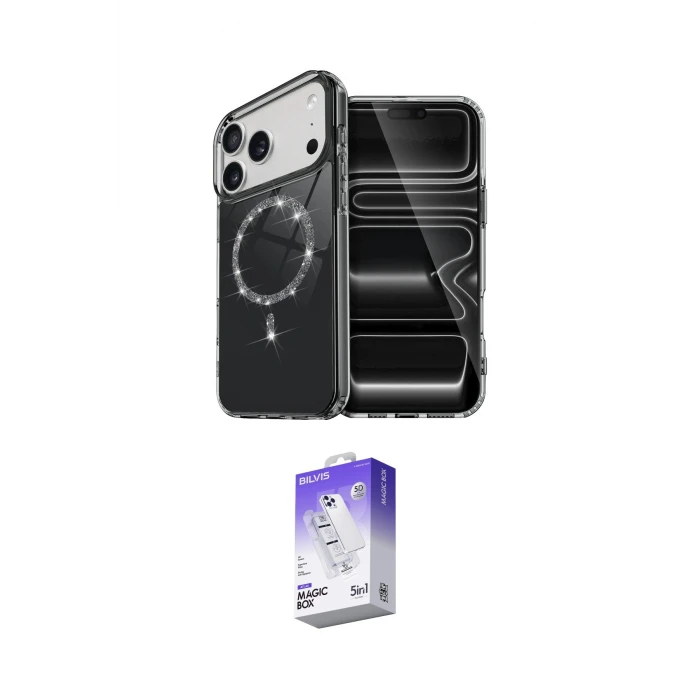 ieg™ iPhone 17 Pro Max Kılıf Kıvılcım Form Prime - Siyah Bilvis 5in1 3D Magic Cam Ekran Koruyucu