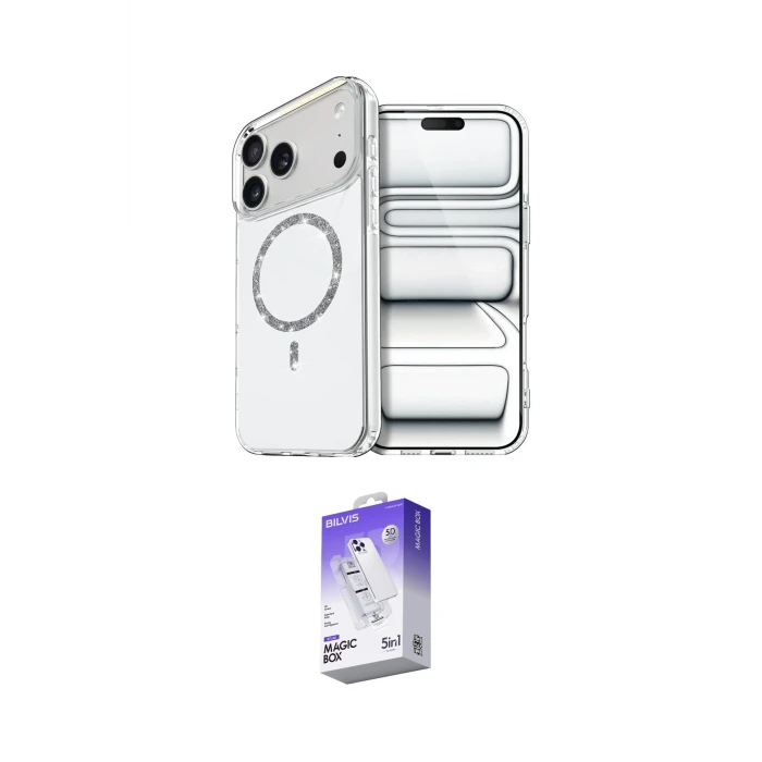 ieg™ iPhone 17 Pro Max Kılıf Kıvılcım Form Prime - Siyah Bilvis 5in1 3D Magic Cam Ekran Koruyucu