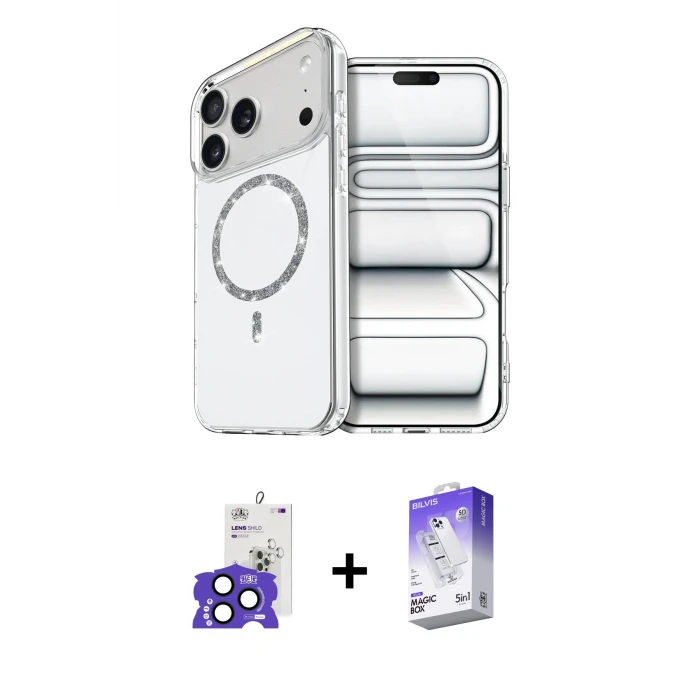 ieg™ iPhone 17 Pro Max Kılıf Kıvılcım Form Prime - Siyah Bilvis 5in1 3D Magic Cam Ekran Koruyucu + Bilvis Titan Kamera Lens - LT