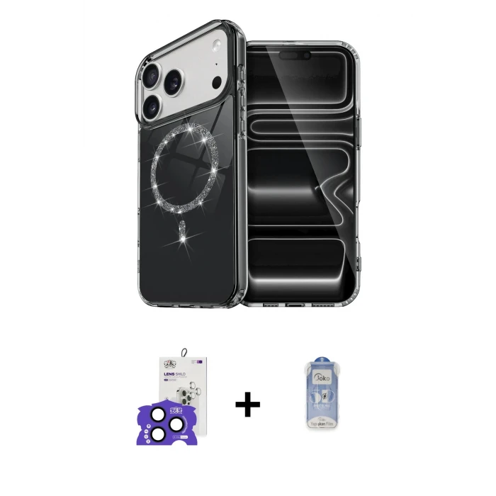 ieg™ iPhone 17 Pro Max Kılıf Kıvılcım Form Prime - Siyah Joko Magic 5D Cam + Bilvis Titan Kamera Lens - LT