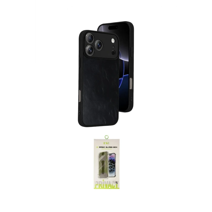 ieg™ iPhone 17 Pro Max Kılıf Kıvılcım Işık Serisi - Siyah Joko Magic 5D Hayalet Cam