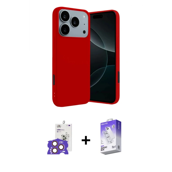 ieg™ iPhone 17 Pro Max Kılıf Kozmos Yansıma Özel Seri - Siyah Bilvis 5in1 3D Magic Cam Ekran Koruyucu + Bilvis Titan Kamera Lens - TU