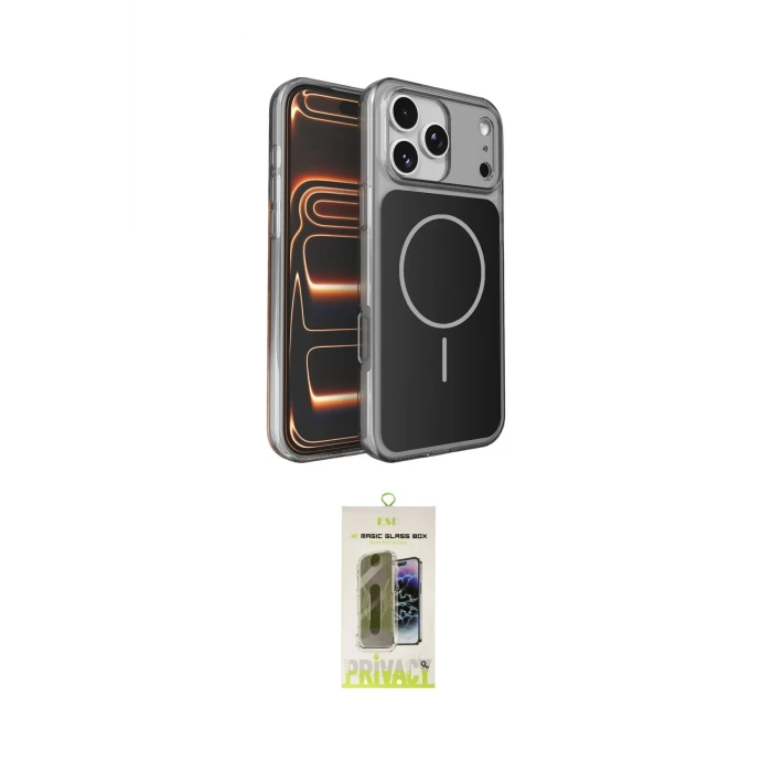 ieg™ iPhone 17 Pro Max Kılıf Kutup Doku Serisi - Siyah Joko Magic 5D Hayalet Cam
