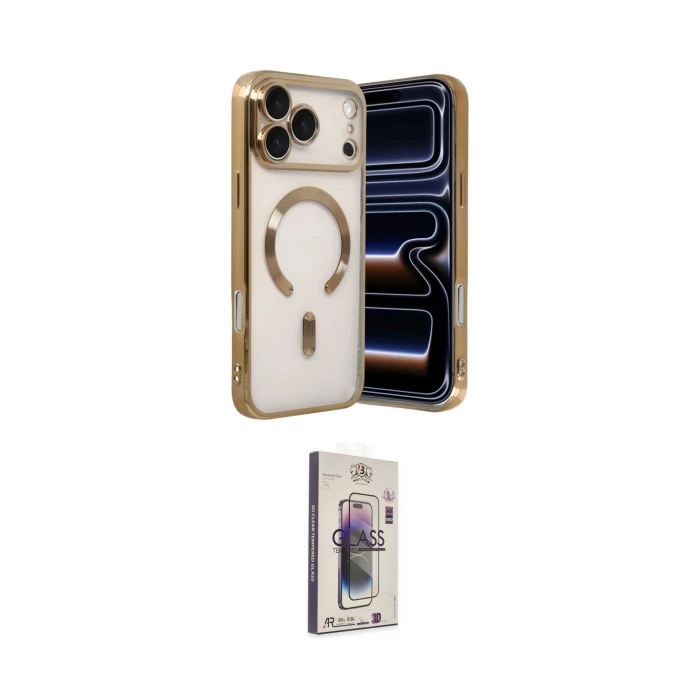 ieg™ iPhone 17 Pro Max Kılıf Nova Işık Özel Seri - Siyah Bilvis 3D Cam Ekran Koruyucu