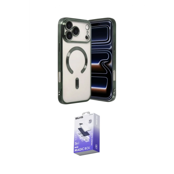 ieg™ iPhone 17 Pro Max Kılıf Nova Işık Özel Seri - Siyah Bilvis 5in1 5D Magic Hayalet Cam Ekran Koruyucu