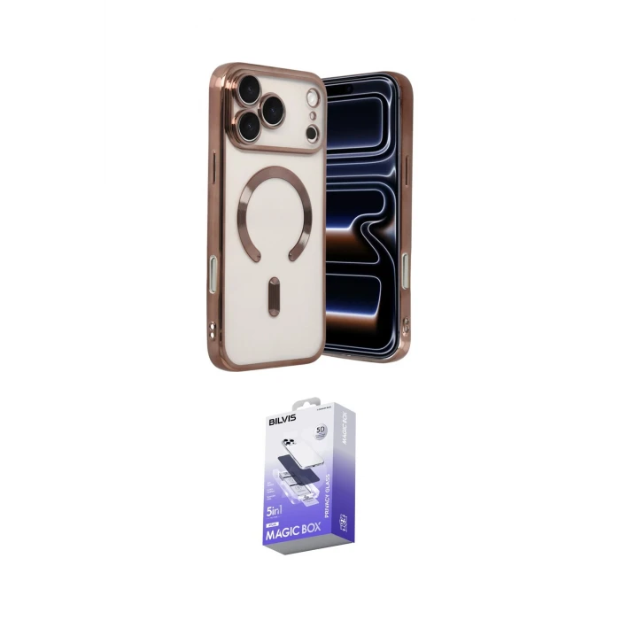 ieg™ iPhone 17 Pro Max Kılıf Nova Işık Özel Seri - Siyah Bilvis 5in1 5D Magic Hayalet Cam Ekran Koruyucu