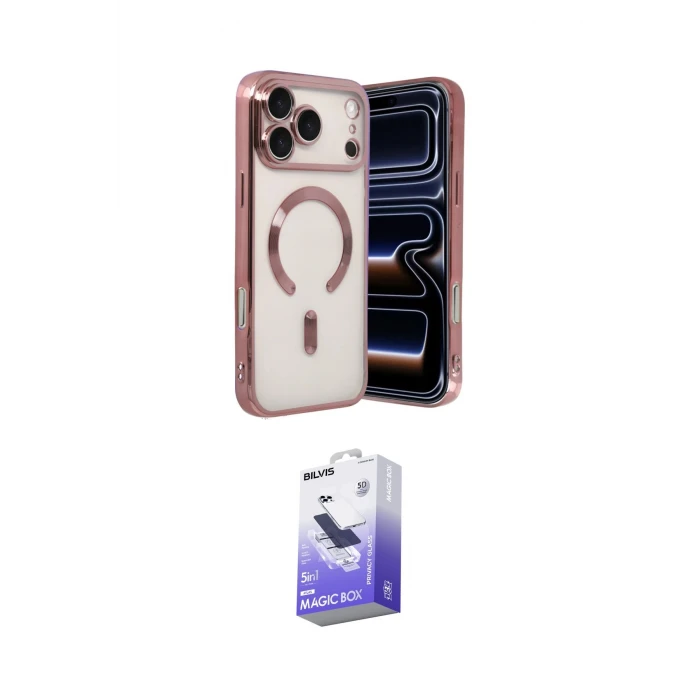 ieg™ iPhone 17 Pro Max Kılıf Nova Işık Özel Seri - Siyah Bilvis 5in1 5D Magic Hayalet Cam Ekran Koruyucu