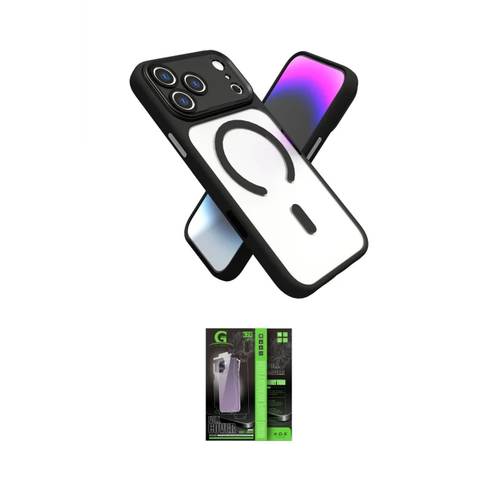 ieg™ iPhone 17 Pro Max Kılıf Nova Yansıma Serisi - Şeffaf 360 Full Body Arka Koruyucu