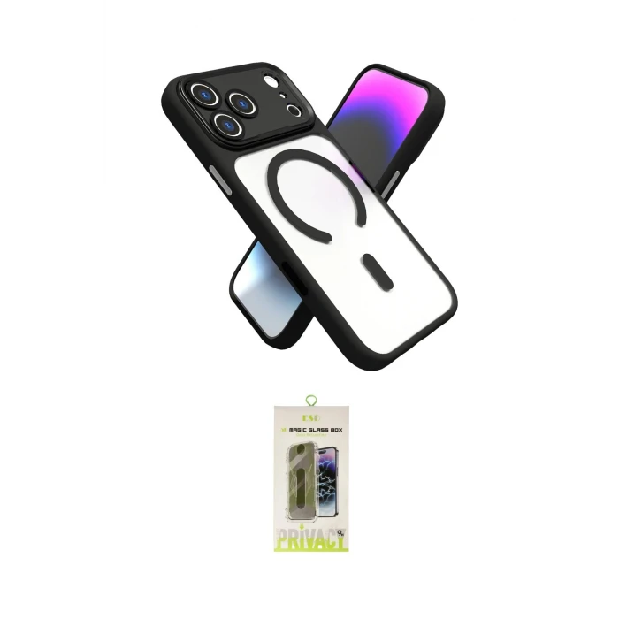 ieg™ iPhone 17 Pro Max Kılıf Nova Yansıma Serisi - Siyah Joko Magic 5D Hayalet Cam