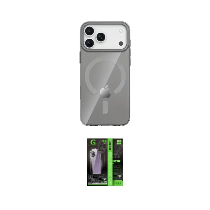 ieg™ iPhone 17 Pro Max Kılıf Pusula Form Özel Seri - Şeffaf 360 Full Body Arka Koruyucu
