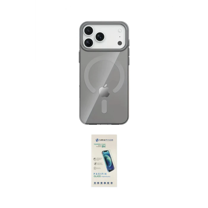ieg™ iPhone 17 Pro Max Kılıf Pusula Form Özel Seri - Şeffaf Pasifik Cam Ekran Koruyucu