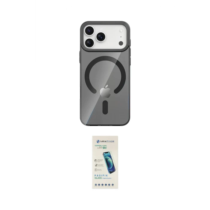ieg™ iPhone 17 Pro Max Kılıf Pusula Form Özel Seri - Şeffaf Pasifik Cam Ekran Koruyucu