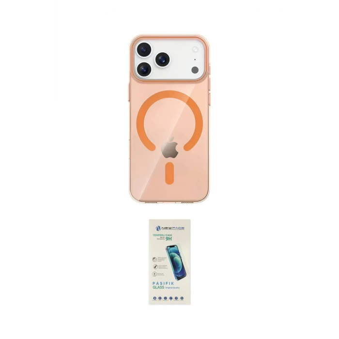 ieg™ iPhone 17 Pro Max Kılıf Pusula Form Özel Seri - Şeffaf Pasifik Cam Ekran Koruyucu