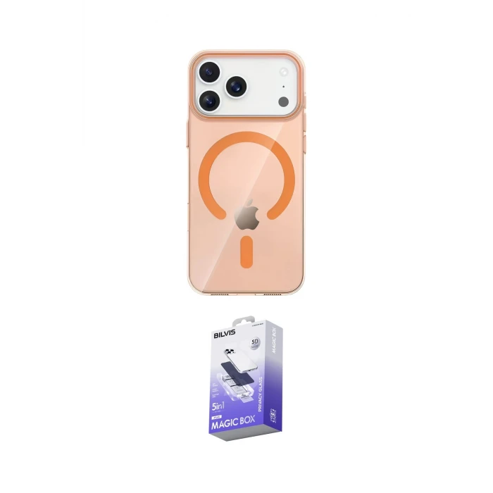 ieg™ iPhone 17 Pro Max Kılıf Pusula Form Özel Seri - Siyah Bilvis 5in1 5D Magic Hayalet Cam Ekran Koruyucu