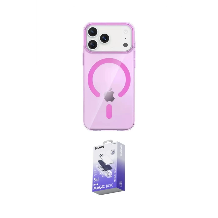 ieg™ iPhone 17 Pro Max Kılıf Pusula Form Özel Seri - Siyah Bilvis 5in1 5D Magic Hayalet Cam Ekran Koruyucu