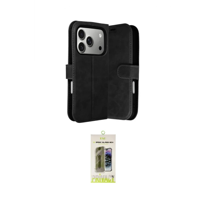 ieg™ iPhone 17 Pro Max Kılıf Siluet Işık Serisi - Siyah Joko Magic 5D Hayalet Cam