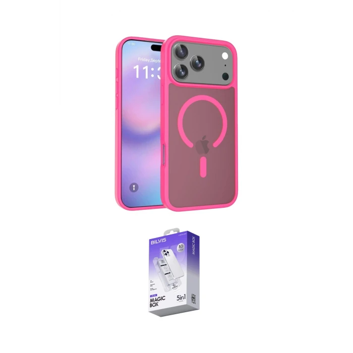 ieg™ iPhone 17 Pro Max Kılıf Siluet Minimal Prime - Siyah Bilvis 5in1 3D Magic Cam Ekran Koruyucu