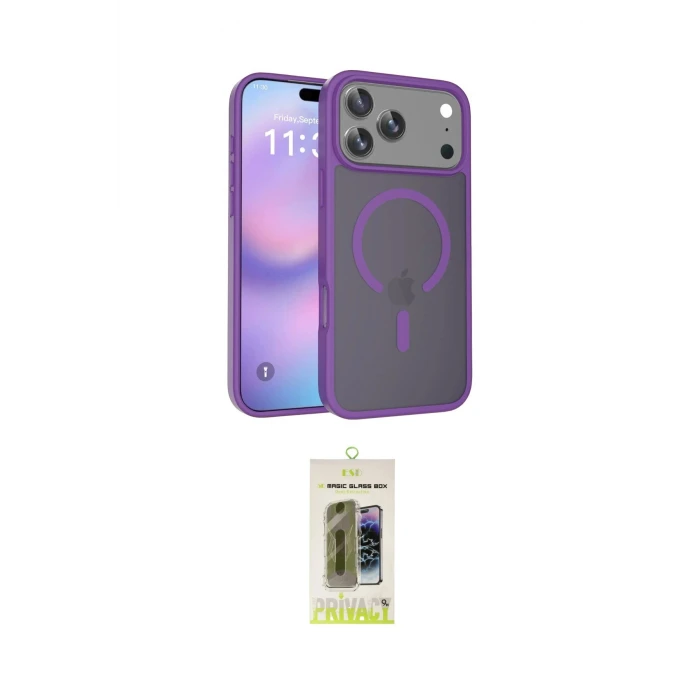 ieg™ iPhone 17 Pro Max Kılıf Siluet Minimal Prime - Siyah Joko Magic 5D Hayalet Cam