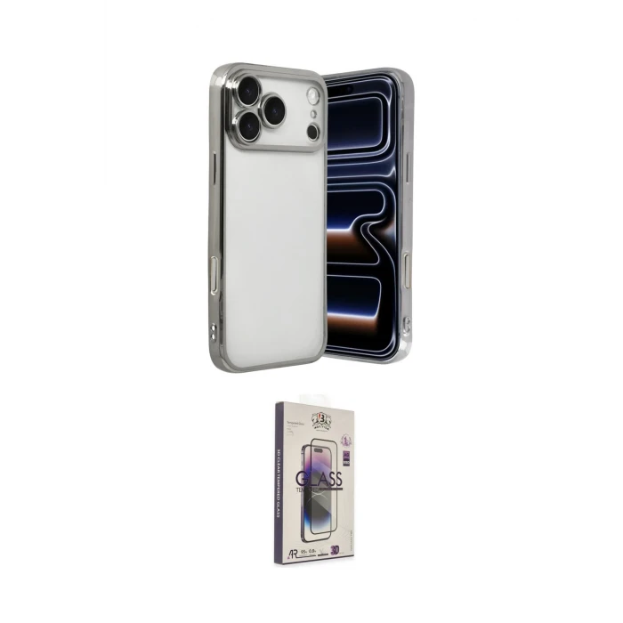 ieg™ iPhone 17 Pro Max Kılıf Vadi Minimal - Siyah Bilvis 3D Cam Ekran Koruyucu