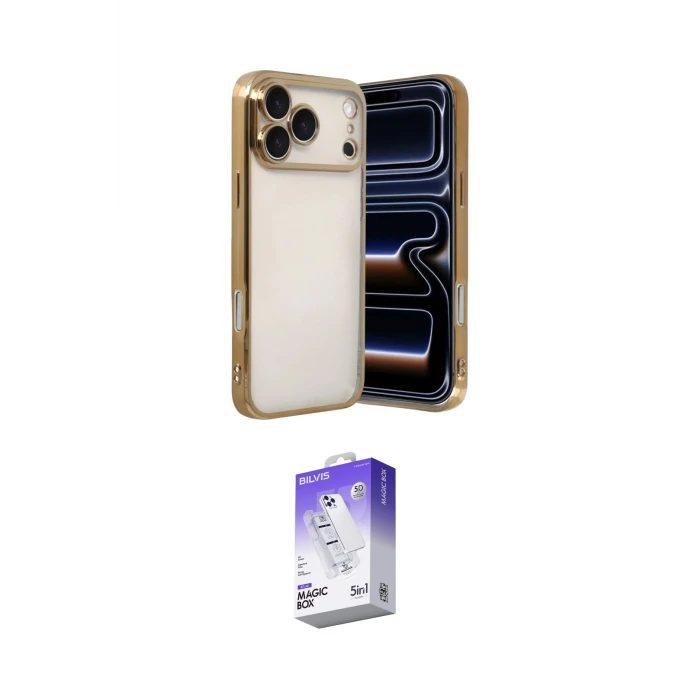 ieg™ iPhone 17 Pro Max Kılıf Vadi Minimal - Siyah Bilvis 5in1 3D Magic Cam Ekran Koruyucu