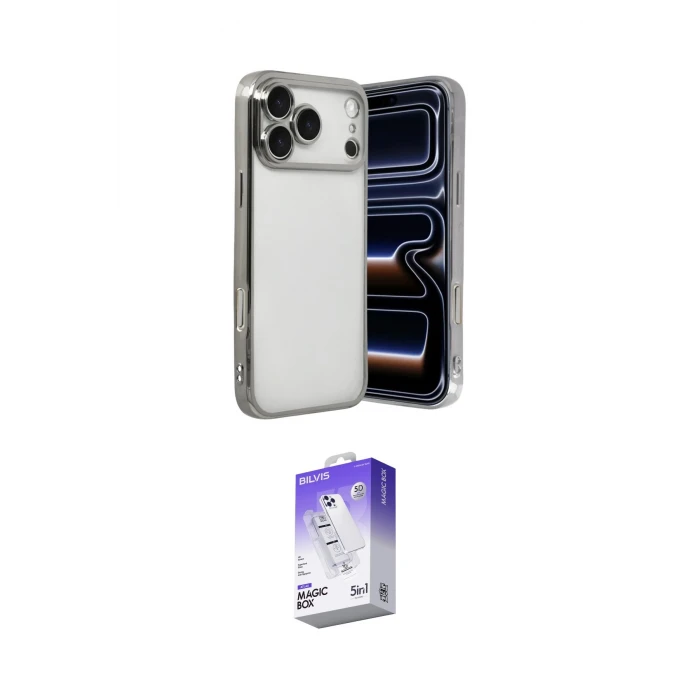 ieg™ iPhone 17 Pro Max Kılıf Vadi Minimal - Siyah Bilvis 5in1 3D Magic Cam Ekran Koruyucu