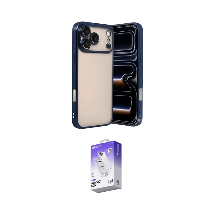 ieg™ iPhone 17 Pro Max Kılıf Vadi Minimal - Siyah Bilvis 5in1 3D Magic Cam Ekran Koruyucu