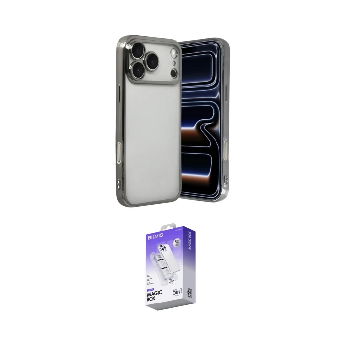ieg™ iPhone 17 Pro Max Kılıf Vadi Minimal - Siyah Bilvis 5in1 3D Magic Cam Ekran Koruyucu