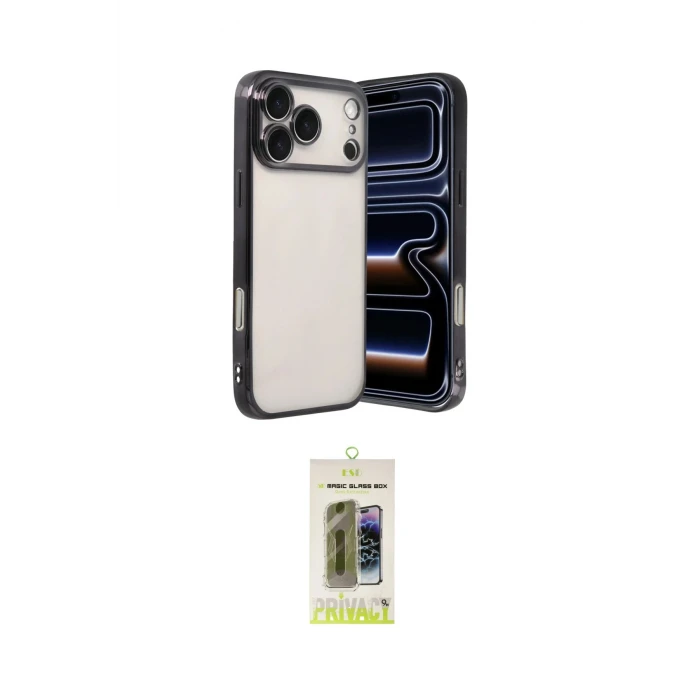 ieg™ iPhone 17 Pro Max Kılıf Vadi Minimal - Siyah Joko Magic 5D Hayalet Cam