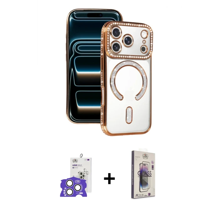 ieg™ iPhone 17 Pro Max Kılıf Zirve Doku Prime - Siyah Bilvis 3D Cam Ekran Koruyucu + Bilvis Titan Kamera Lens - GS