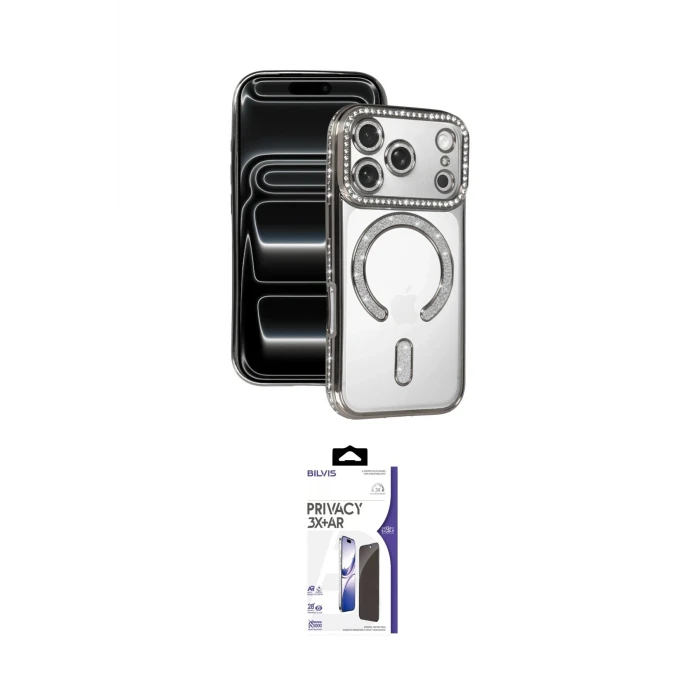 ieg™ iPhone 17 Pro Max Kılıf Zirve Doku Prime - Siyah Bilvis 3X AR Hayalet Cam Ekran Koruyucu