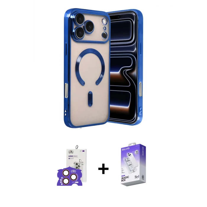 ieg™ iPhone 17 Pro Max Nova Işık Özel Seri - Siyah Bilvis 5in1 3D Magic Cam Ekran Koruyucu + Turuncu Bilvis Titan Kamera Lens