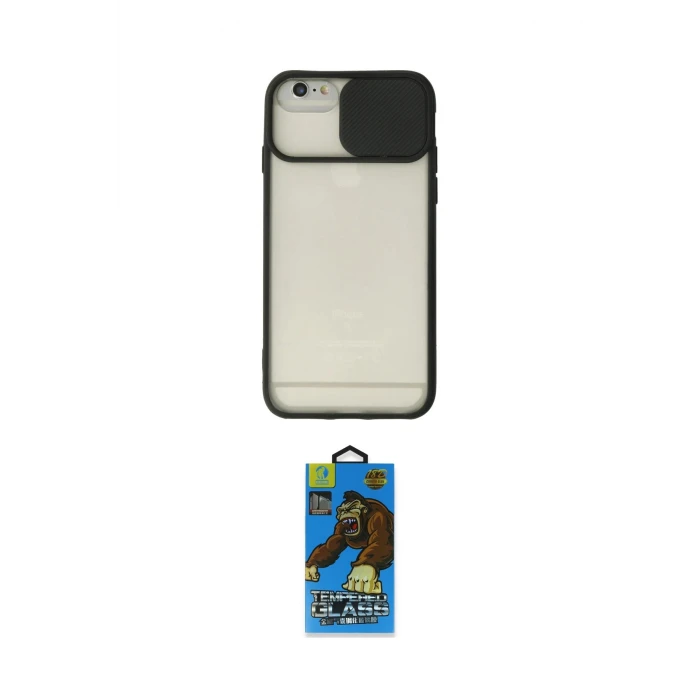 ieg™ iPhone 6 Kılıf Vadi Çizgi - Siyah 18D Cam Ekran Koruyucu