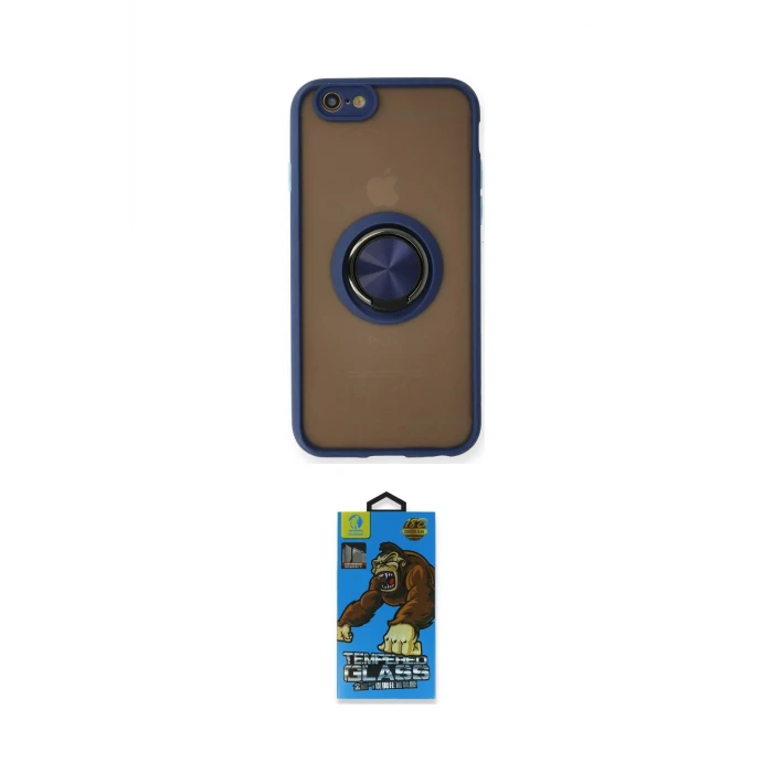 ieg™ iPhone 6 Kılıf Yörünge Çizgi - Siyah 18D Cam Ekran Koruyucu
