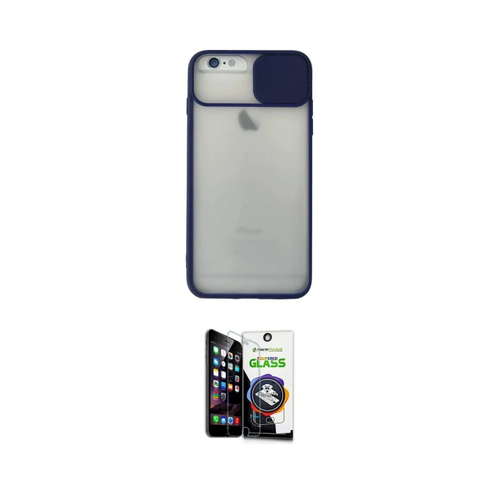 ieg™ iPhone 6 Plus Kılıf Vadi Çizgi - Şeffaf Temperli Cam Ekran Koruyucu