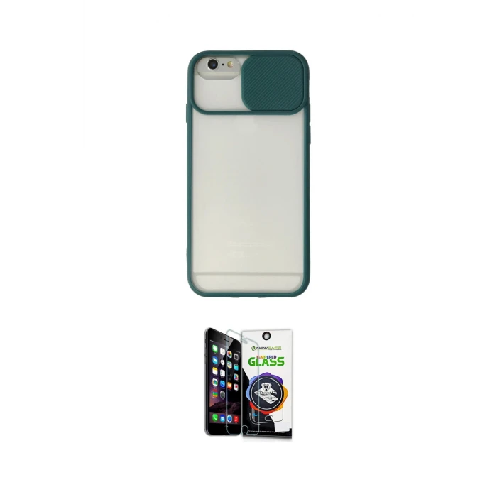 ieg™ iPhone 6 Plus Kılıf Vadi Çizgi - Şeffaf Temperli Cam Ekran Koruyucu