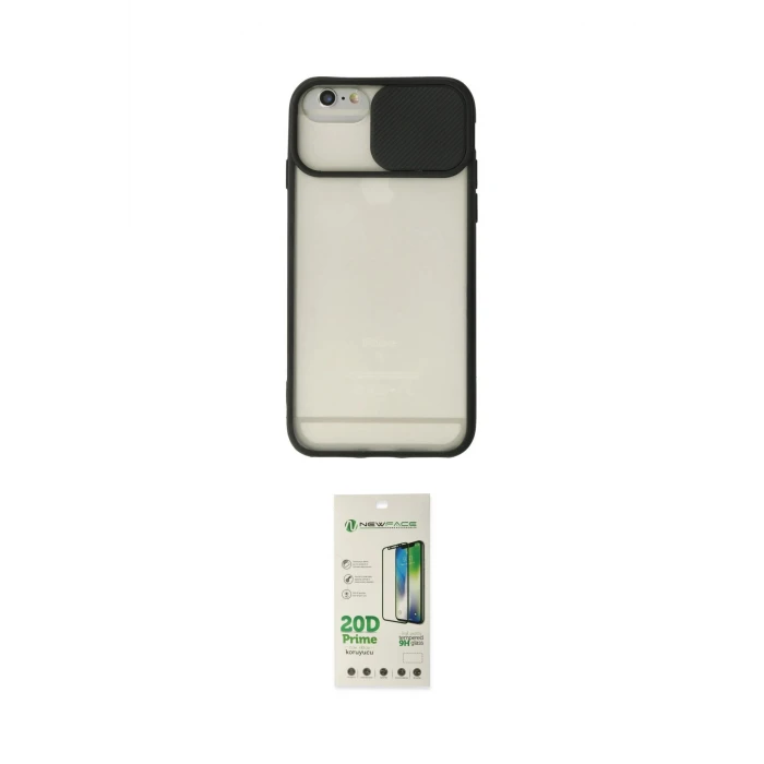 ieg™ iPhone 6 Plus Kılıf Vadi Çizgi - Siyah 20D Premium Cam Ekran Koruyucu