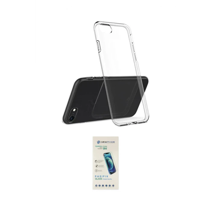 ieg™ iPhone 7 Kılıf Zirve Doku - Şeffaf Pasifik Cam Ekran Koruyucu