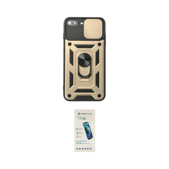 ieg™ iPhone 7 Plus Kılıf Ahenk Klasik - Şeffaf Pasifik Cam Ekran Koruyucu