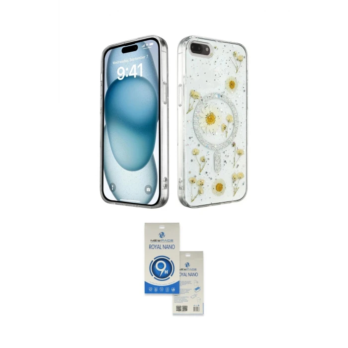 ieg™ iPhone 7 Plus Kılıf Kozmos Doku - Şeffaf Royal Nano Ekran Koruyucu