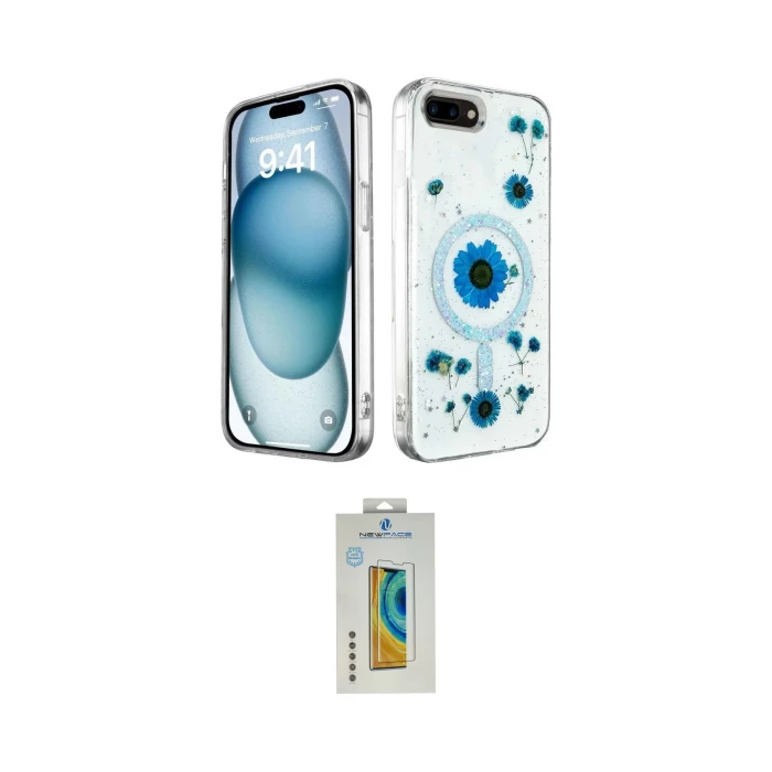 ieg™ iPhone 7 Plus Kılıf Kozmos Doku - Siyah Polymer Nano Ekran Koruyucu