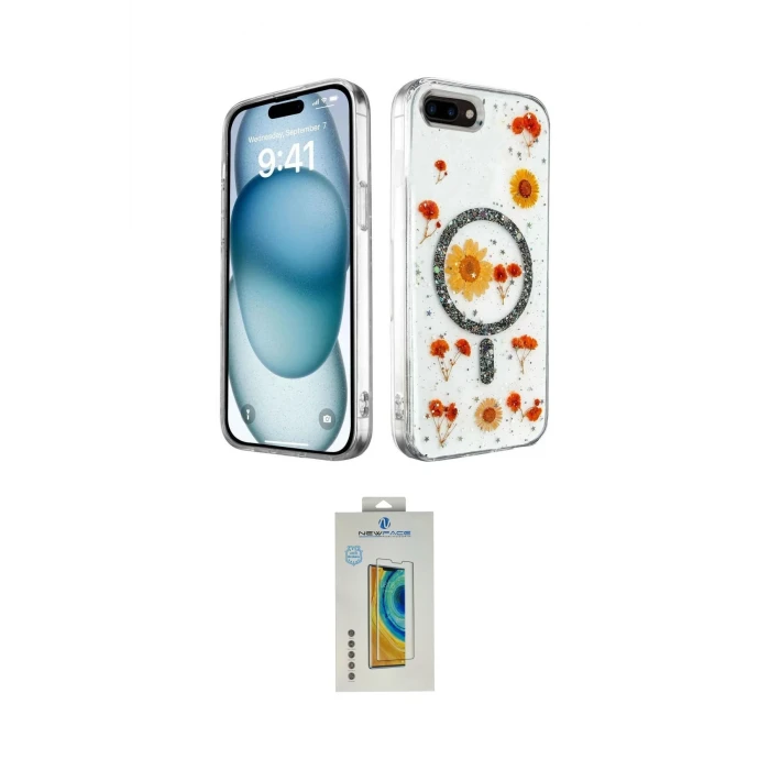 ieg™ iPhone 7 Plus Kılıf Kozmos Doku - Siyah Polymer Nano Ekran Koruyucu