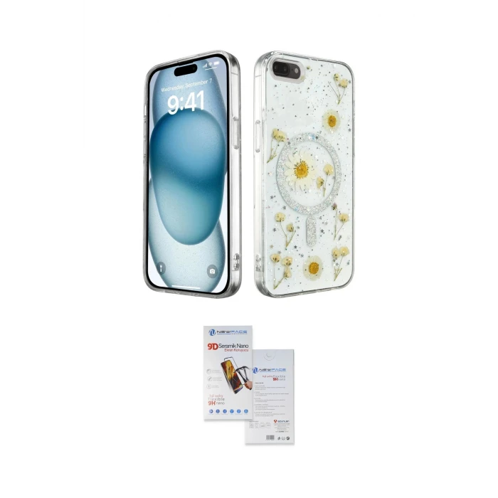 ieg™ iPhone 7 Plus Kılıf Kozmos Doku - Siyah Seramik Nano Ekran Koruyucu