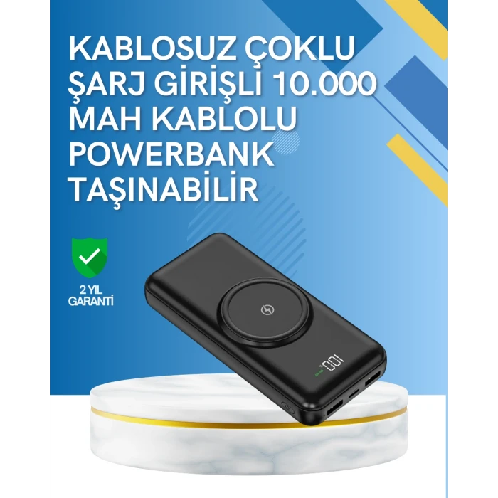 ieg™ iPhone ve Android Uyumlu 10000mAh Powerbank – Hem Kablolu Hem Kablosuz