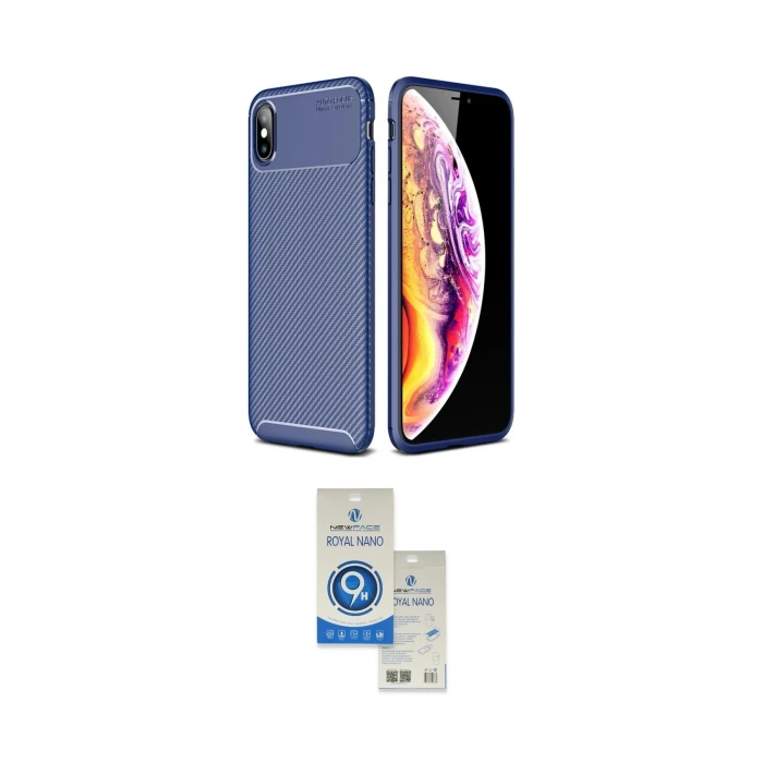 ieg™ iPhone XS Max Kılıf Eksen Form Prime - Şeffaf Royal Nano Ekran Koruyucu