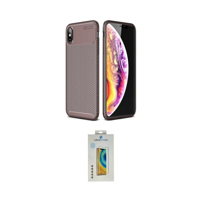 ieg™ iPhone XS Max Kılıf Eksen Form Prime - Siyah Polymer Nano Ekran Koruyucu